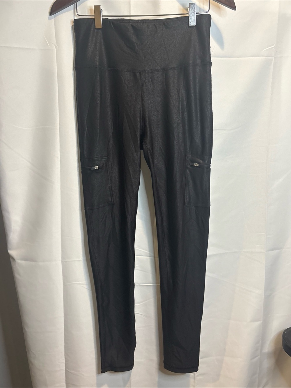 Mono B Black High-Waist Leggings with Zippered Side Pockets
